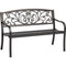 Mosaic Powder Coated 33.5 x 24 x 50.5-Inch Cast Iron Outdoor Patio Bench with Ivy Design Backrest, Black