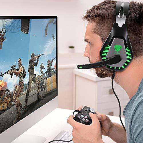 MODOHE Gaming Headset for PS4  Nintendo Switch Xbox One PC with LED Light  Noise Canceling Gaming Headphone with Soft Memory Earmuffs Gaming Headset with Mic