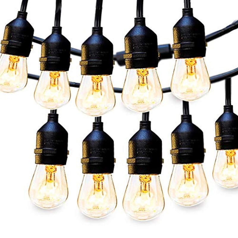 2 Pack 48 FT Outdoor String Lights Commercial Great Weatherproof Strand Dimmable Edison Vintage Bulbs 15 Hanging Sockets, UL Listed Heavy-Duty Decorative Café Patio Lights for Bistro Garden by addlon