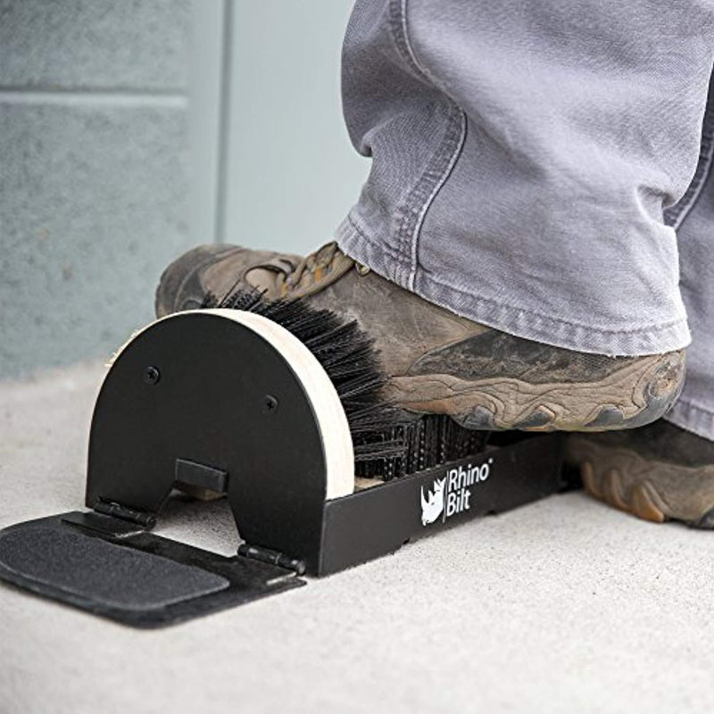 Rhino Bilt Folding Boot Scraper, The All-in-one Scrubber, Brush, Scraper, and Cleaner - No Mounting Required Indoor & Outdoor Use -Extremely Easy to use for Children & Adults!