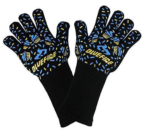 BlueFire Pro Heat Resistant Gloves - Oven - BBQ Grilling - Big Green Egg - Fireplace Accessories and Welding. Cut Resistant, Forearm Protection -100% Kevlar Certified 932°F Heat Resistance