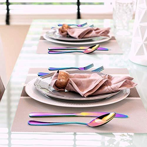 24-Piece Silverware Teivio Set, Flatware Set Mirror Polished, Dishwasher Safe Service for 4, Include Knife/Fork/Spoon with Bamboo 5-Compartment Silverware Drawer Organizer Box