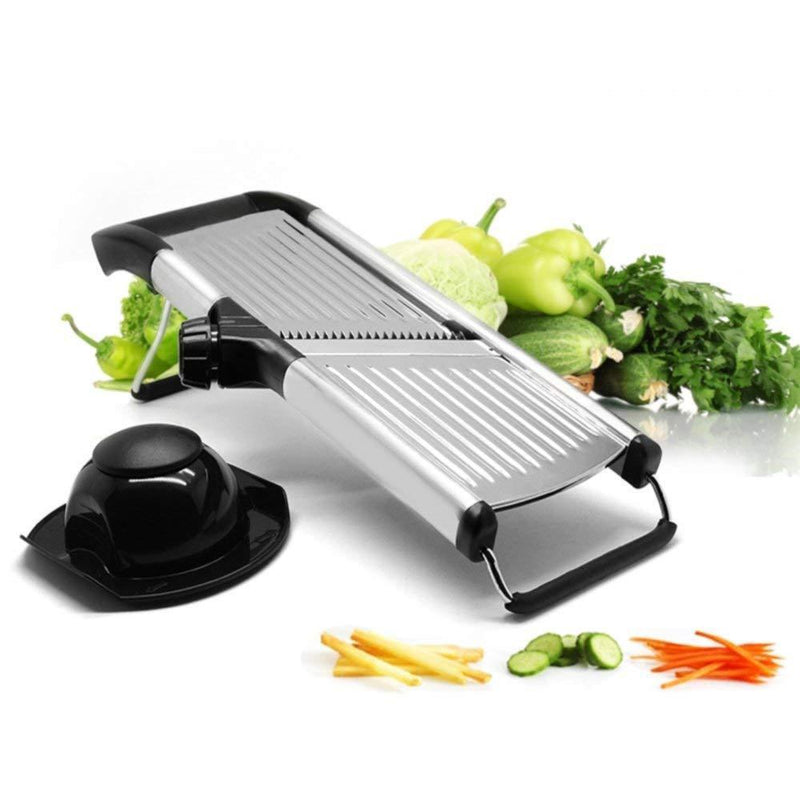 [Upgraded] Mandoline Slicer with Cut-Resistant Gloves and Blade Guard - Adjustable Mandolin Vegetable Slicer and French Fry Cutter, Food Slicer, Vegetable Julienne - Premium Stainless Steel