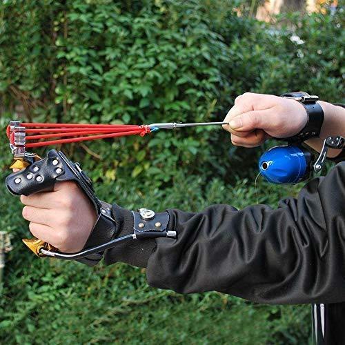 Obert Fishing Reel Slingshot Catapult with Hunting Fish Fishing Broadheads Wristband with Rubber Bands with Slingshot Bag