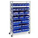 Seville Classics Commercial 8-Tier UltraZinc/Blue NSF 24-Bin Rack Storage System