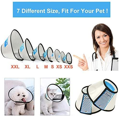 Supet Dog Cone Adjustable Pet Cone Pet Recovery Collar Comfy Pet Cone Collar Protective Collar for After Surgery Anti-Bite Lick Wound Healing Safety Practical Plastic E-Collar for Dogs and Cats