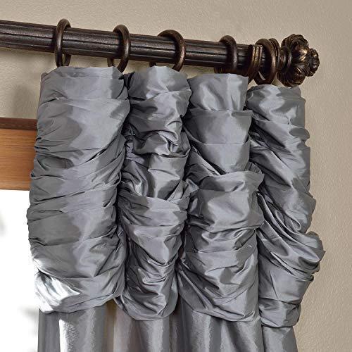 Half Price Drapes PTCH-112-108-RU Ruched Faux Silk Taffeta Curtain, Platinum