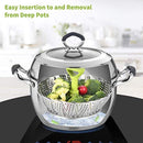 Stainless Steel Vegetable/Veggie Steamer Basket For Instant Cooking Pot With Handle And Legs, Foldable Food Container For Fish, Oyster, Crab, Seafood, Dumpling (5.1 Inch To 9 Inch, Dishwasher Safe)