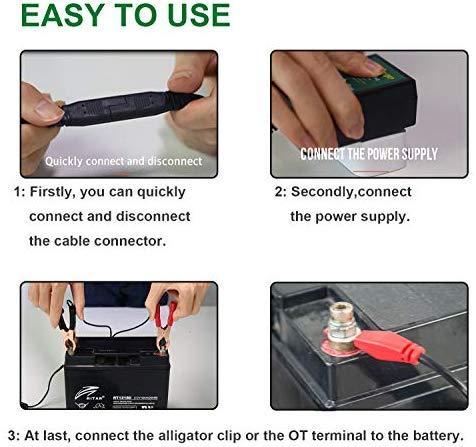 Mroinge MBC010 Automotive Trickle Maintainer 12V 1A Smart Automatic Charger for Car Motorcycle Boat Lawn Mower SLA ATV Wet Agm Gel Cell Lead Acid Batteries