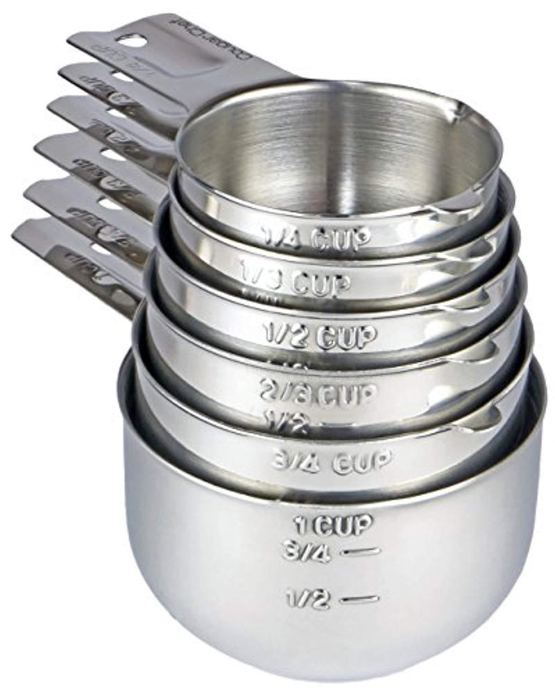 6 Piece Stainless Steel Measuring Cup Set by Cougar Chef - Stackable Measuring Set for Accurate Measuring of Dry and Liquid Ingredients for Cooking and Baking