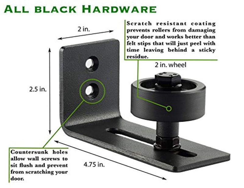 Barn Door Floor Guide Stay Roller | Floor Guides With 8 Setup Options | Flush Design | Perfect Fit for ALL Barn Doors | Bottom Bracket Sits Flat On Ground | One Adjustable Wall Guide per unit ordered