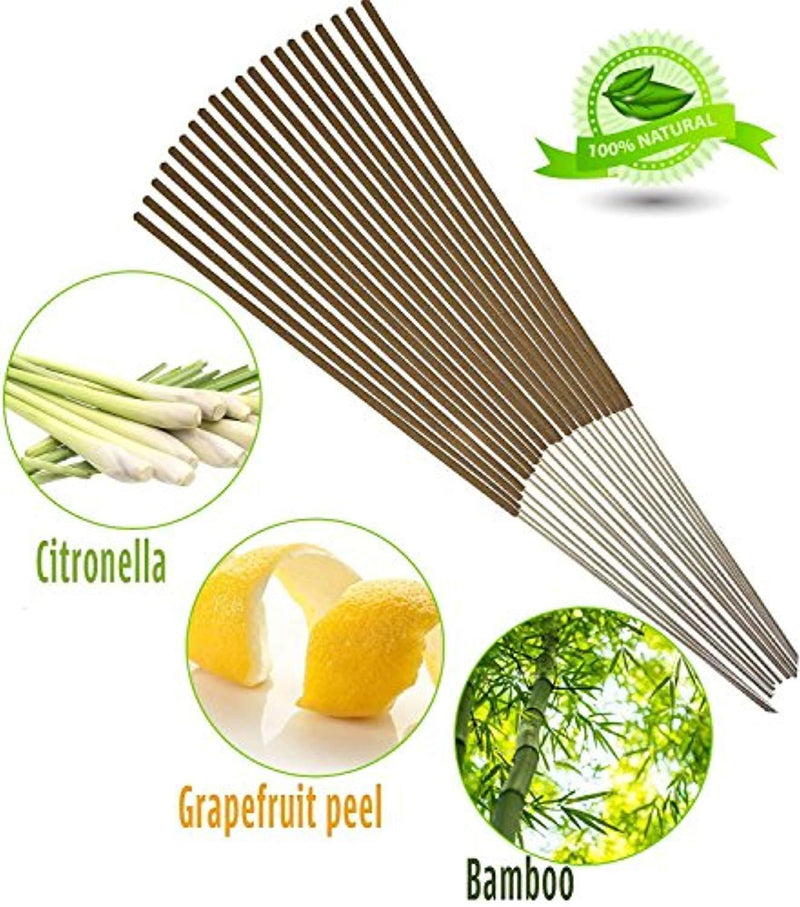 Mosquito Sticks, All Natural and DEET Free Insect Repellent, Eco friendly, Non toxic, Bamboo infused with Citronella, Lemongrass & grapefruit peel, for Outdoor Garden Yard and Indoor