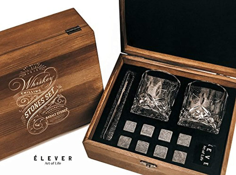 ÉLEVER - Whiskey Stones and Whiskey Glasses Gift Set - Premium Chilling Rocks