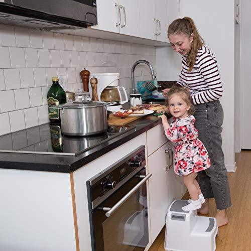 2 Step Stool for Kids | Slip Resistant Soft Grip for Safety | Dual Height and Wide Step with Carrying Handles (1 Pack) by MikiLife