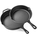 Pre-Seasoned Cast Iron Skillet 2 Piece Set (12.5 inch & 8 inch Pans) Best Heavy Duty Professional Restaurant Chef Quality Pre Seasoned Pan Cookware Set - Great For Frying, Saute, Cooking Pizza & More