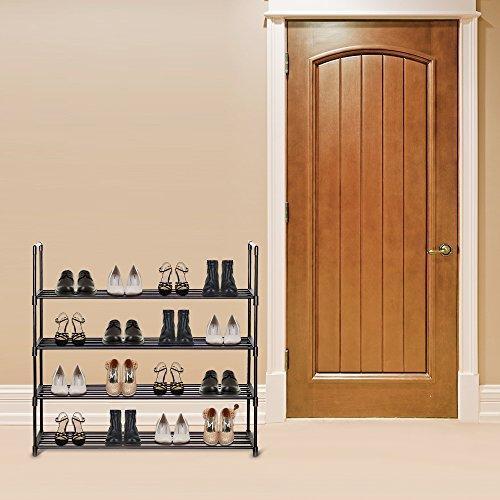 HOME BI 4 Tier Shoe Rack, 20 Pairs Shoes Organizer Closet for Home & Office, Anti-Rust,Easy to Assemble, No Tools Required,35.6”W x 12.0” D x 33.27”H, Black