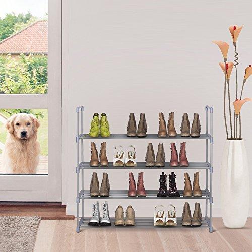 HOME BI 4 Tier Shoe Rack, 20 Pairs Shoes Organizer Closet for Home & Office, Anti-Rust,Easy to Assemble, No Tools Required,35.6”W x 12.0” D x 33.27”H, Black