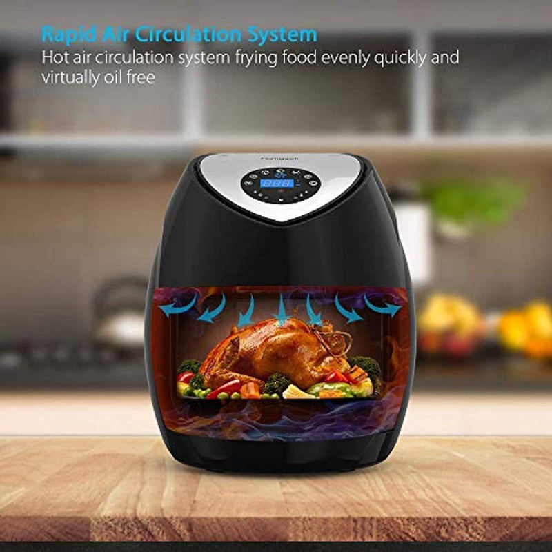 Air Fryer 5.8 Quart/5.5L/XXXL 1700w, homgeek Digital Air Fryer Touch Screen 7 in 1 with Cookbook for Family of 5 include Temperature Control, 60min Timer, Non-stick Dishwashable Basket