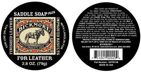 Bickmore Saddle Soap Plus - Leather Cleaner & Conditioner with Lanolin - Restorer, Moisturizer, and Protector