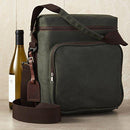 Wine Enthusiast 6-Bottle Wine Bag - Waxed Canvas Weekend Wine Carrier, Forest Green