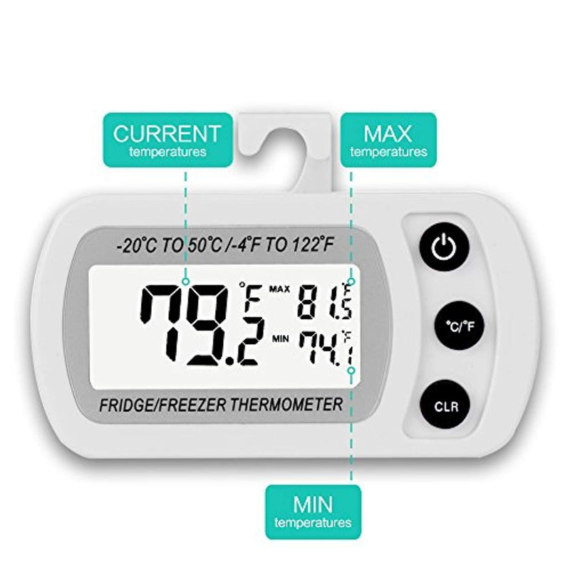 4 Pack Digital Refrigerator Freezer Thermometer,Max/Min Record Function with Large LCD Display by LinkDm