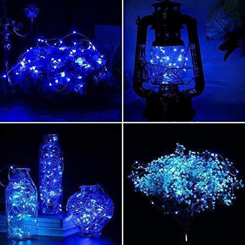 150LED 55ft 16m 8modes Solar String lights - Dolucky Solar Fairy Lights Blue Waterproof Copper Wire Lights Outdoor Lighting for Garden, Wedding, Homes, Party, Halloween, Chrsitmas Decoration