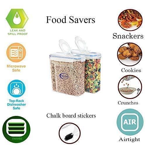 Cereal Food Storage Containers by Teja’s - Airtight Plastic Dry Food Storage Savers for Sugar, pulses, Nuts, Snacks with BPA Free 4 Side Locking System