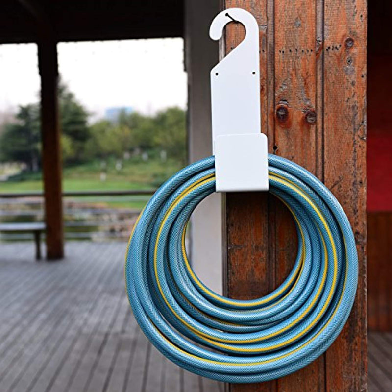 Value Inc. White Garden Hose Holder wall mount-Durable, very powerful hanger it can hold 100ft heavy hose -keep your backyard neat and clean