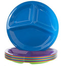 | Set of 12 | Premium Quality Unbreakable Plastic 10" Divided Plates in 4 Assorted Colors