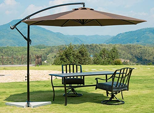 Nature's Blossom 10 Ft Cantilever Offset Patio Umbrella Outdoor Aluminum Hanging Umbrella with Crank and Air Vent, 8 Ribs, Taupe