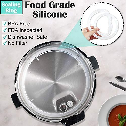 9 inch Tempered Glass Lid for Instant Pot 6qt Electric Pressure Cookers and 9 inch cookwares, Sealing Rings for Instant Pot 5 qt or 6 qt (2 Pack), Universal Lid with Stainless Steel Handle and Rim