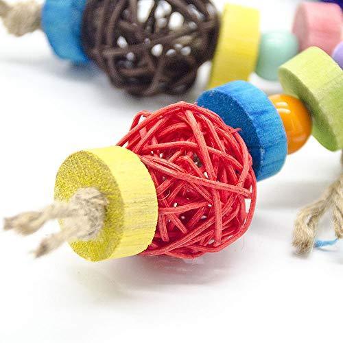 Mrli Pet 9 Pack Bird Parrot Swing Chewing Toys- Natural Wood Hanging Bell Bird Cage Toys Suitable for Small Parakeets, Cockatiels, Conures, Finches,Budgie,Macaws, Parrots, Love Birds