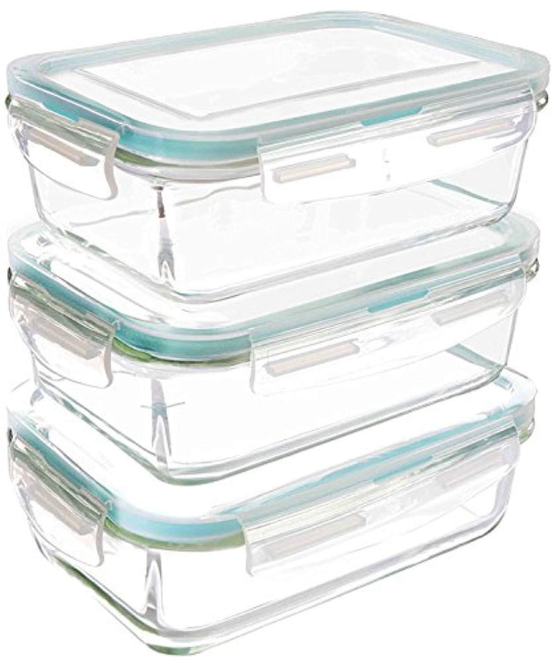 Utopia Kitchen Glass Containers for Food Storage with Lids (3-Pack, 28Oz) - Food Prep Airtight Containers with Lids - BPA Free and FDA Approved Containers