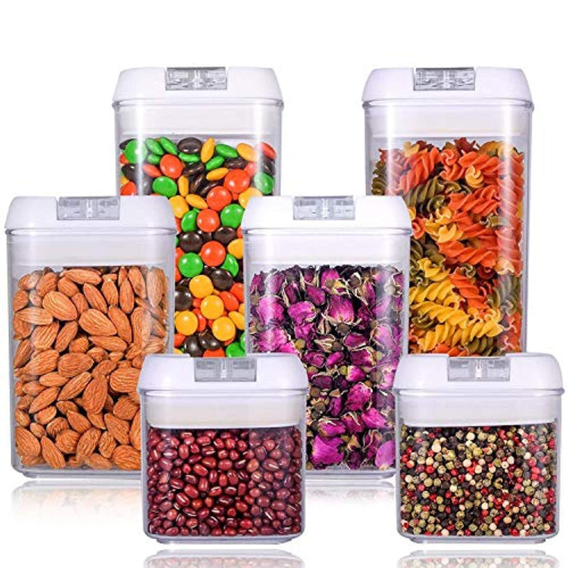 U-miss Airtight Food Storage Container Set - Durable Plastic - BPA Free - Clear Plastic with White Lids