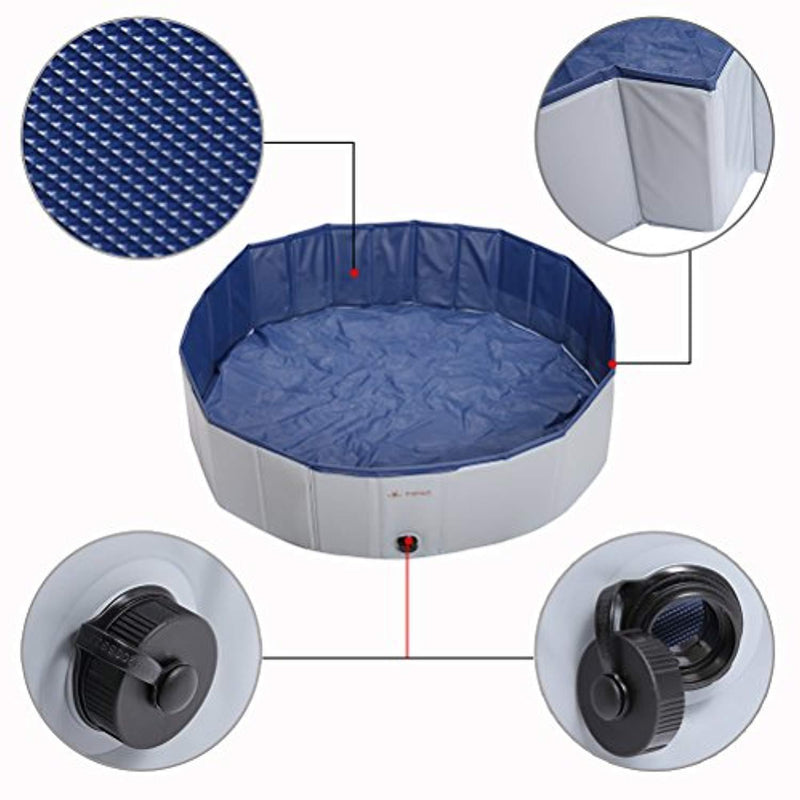 PUPTECK Foldable Dog Swimming Pool - Outdoor Portable Pet Bathing Tub