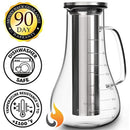 Cold Brew Coffee Maker - Glass Cold Brew Maker Pitcher 52 oz - Iced Coffee Maker Brewer Kit - Works Even as Large Cold Press Coffee Maker Pot or Hot Iced Tea Maker Infuser Carafe - Coffee Lovers Gift