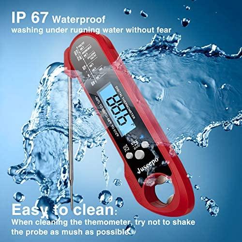 A ALPS Waterproof Digital Instant Read Meat Thermometer - Ultra Fast Thermometer with Backlight & Calibration for Kitchen, Outdoor Cooking, Grill BBQ, and Liquids(Black)