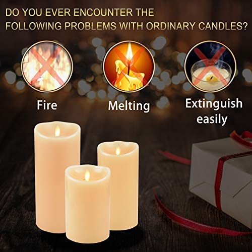 Luminara LED Flameless Candles, Luminara Flameless Real Wax Moving Wick LED Candle for Home/Party/Halloween/Christmas/Wedding Decor with Timer Control Vanilla Scent 3.5" x 5" - Ivory by  iDOO