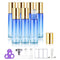 Essential Oil Roller Bottles 10ml (Gradient Blue, Glass, Pack of 6) - Stainless Steel Roller, Individual Package per Bottle, Opener n Labels Included - Handy Picks