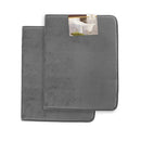 Clara Clark 2-Pack Bath Mat Set – Large and Small Bathroom Rug Set, Absorbent Memory Foam Bath Rugs, Non-Slip, Thick, Cozy Velvet Microfiber Bathrug, Plush Shower, Toilet Floor Bathmats Carpet, Black