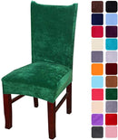 smiry Velvet Stretch Dining Room Chair Covers Soft Removable Dining Chair Slipcovers Set of 2, Peacock Green