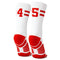 Classic Stripe Team Number Socks | Woven Mid-Calf | White & Red