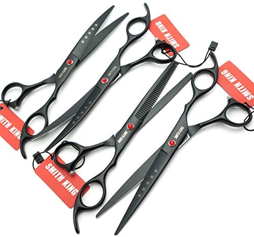 Elfirly 7.0in Professional Pet Grooming Scissors Set,Straight & Thinning & Curved Scissors 4pcs Set for Dog Grooming