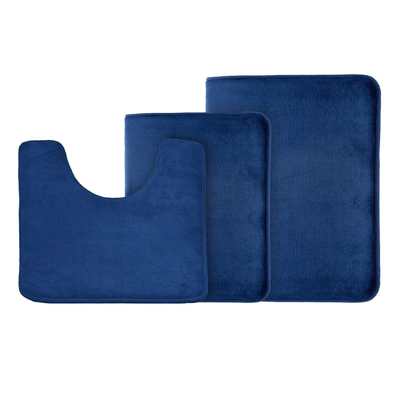 Clara Clark 2-Pack Bath Mat Set – Large and Small Bathroom Rug Set, Absorbent Memory Foam Bath Rugs, Non-Slip, Thick, Cozy Velvet Microfiber Bathrug, Plush Shower, Toilet Floor Bathmats Carpet, Black