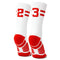 Classic Stripe Team Number Socks | Woven Mid-Calf | White & Red