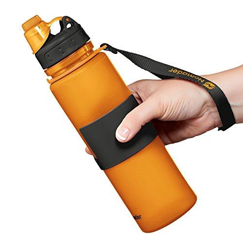 Nomader Collapsible Water Bottle - Leak Proof Twist Cap - BPA Free, 22 oz