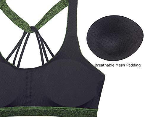 icyzone Padded Strappy Sports Bra Yoga Tops Activewear Workout Clothes for Women