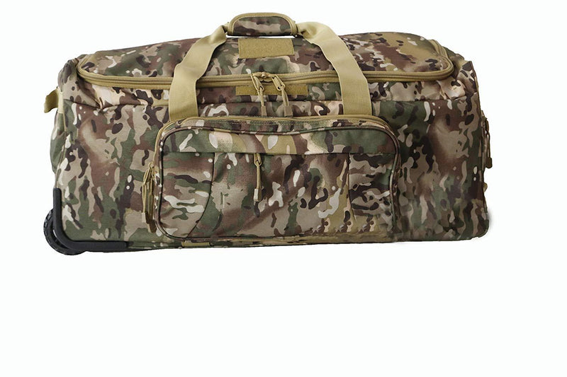 ARMYCAMOUSA Military Tactical Wheeled Deployment Trolley Duffel Bag Heavy-Duty Camping Hiking Running Trekking