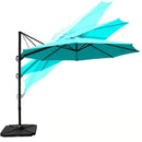 COBANA Offset Rectangular Cantilever Aluminum Patio Umbrella 10 Feet with Cross Base and 360 Degree Rotation, Blue