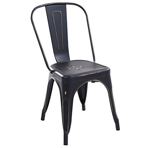 POLY & BARK EM-112-BLK-X4 Trattoria Side Chair in in Black (Set of 4)